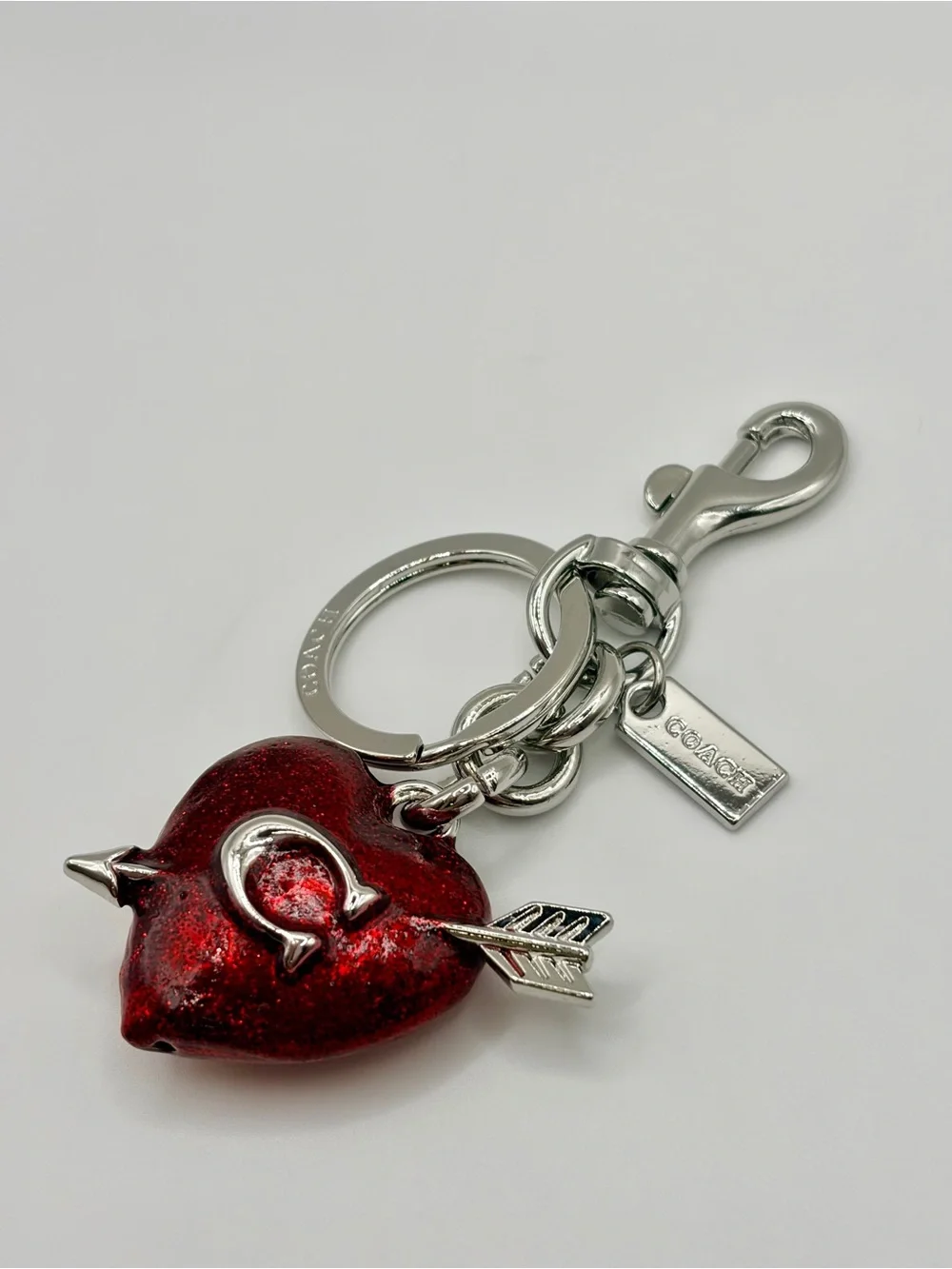 Trendy Red Heart Arrow Keychain Charm